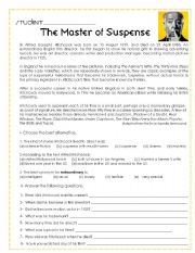 English Worksheet: The Master of Suspense