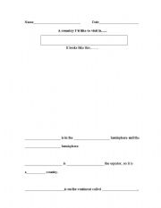 English Worksheet: A country Id like to visit