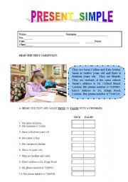 English Worksheet: Test abou the present simple