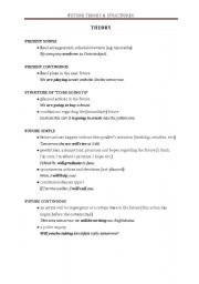 English Worksheet: Future tenses & structures (all) - theory & exercises