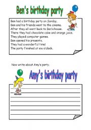 English Worksheet: birthday party