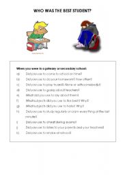 English Worksheet: Who was the best student? Teaching used to