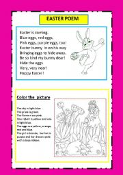 easter poem and coloring activity