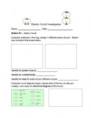 English Worksheet: Electricity Investigation