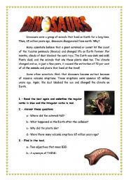 English Worksheet: dinosaurs