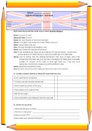 English Worksheet: 6th grade test about the simple past of to be + there to be
