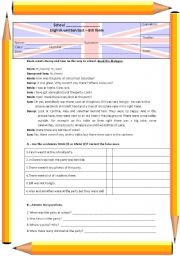 6th grade test about the simple past of to be + there to be