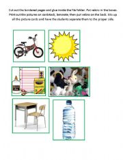 English worksheet: Living vrs. Nonliving File Folder Game - part 1 of 2