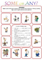 English Worksheet: Some or Any?