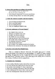 English Worksheet: Present Simple, Present Continuous, Past Simple
