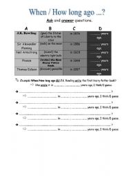 English worksheet: Asking and answering with the past simple 