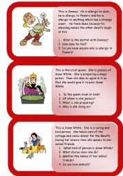 English Worksheet: the dwarfs  - mini comprehensions - part three