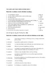 VOCABULARY MATCHING EXERCISE