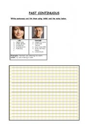 English Worksheet: Guided writing activity about the characters of How I Met Your Mother using Past Continuous