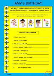 Amys Birthday- Prepositions