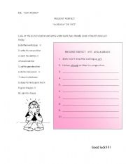 English worksheet: present perfect