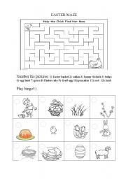 Easter bingo + Easter maze