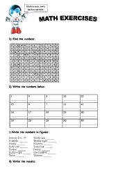 English worksheet: Math Exercises