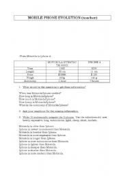 English worksheet: evolution of mobile phones