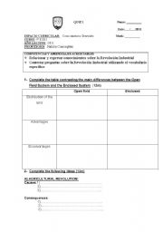 English worksheet: industrial revolution test