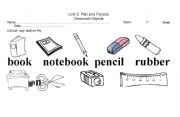 English worksheet: classroom objects 