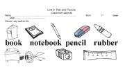 English Worksheet: classroom objects 