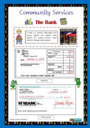 English Worksheet: Community Services 3 - The Bank