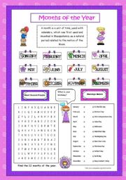 English Worksheet: Months of the Year