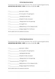 English worksheet: Fifty First Dates Movie Activity (present continuous)