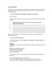 English Worksheet: Conversation Skills
