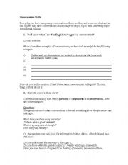 English Worksheet: Conversation Skills