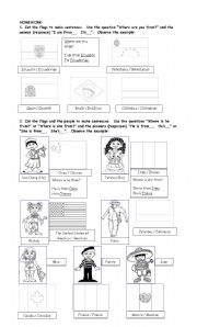 English Worksheet: COUNTRIES AND NATIONALITIES