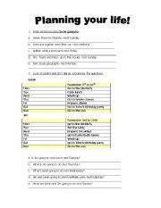 English Worksheet: Panning your life