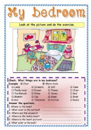 English Worksheet: My bedroom