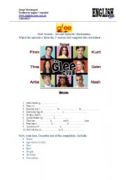 English Worksheet: Glee! Physical and Personality descriptions