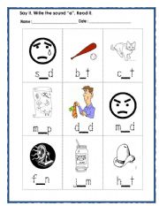 English worksheet: words with sound a