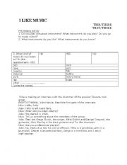 English Worksheet: i like music
