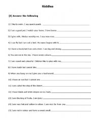 English Worksheet: Riddles