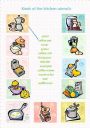 English Worksheet: Kinds of the kitchen utensils