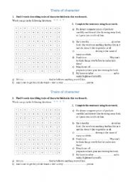 Traits of character wordsearch