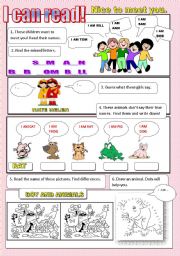 English Worksheet: First reading. Lets read 