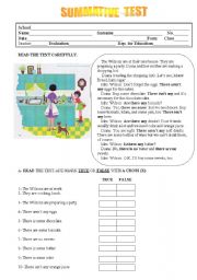 English Worksheet: Test about verb There To Be