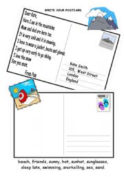 English Worksheet: postcard