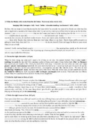 English Worksheet: language tasks :tenses and vocabulary tasks about friendship,love,internet,family problems , health , blood donation,working mothers  