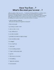English worksheet: Whats the most youve ever?