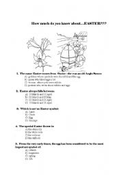 English Worksheet: easter quiz