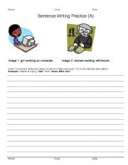 English worksheet: 3 Level Sentence Writing Practice