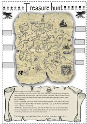 English Worksheet: Treasure hunt  2PAGES