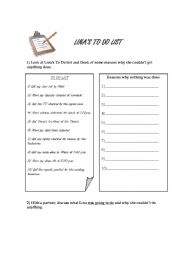 English worksheet: Linas To Do List