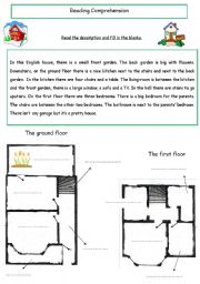 English Worksheet: Reading comprehension - description of a house